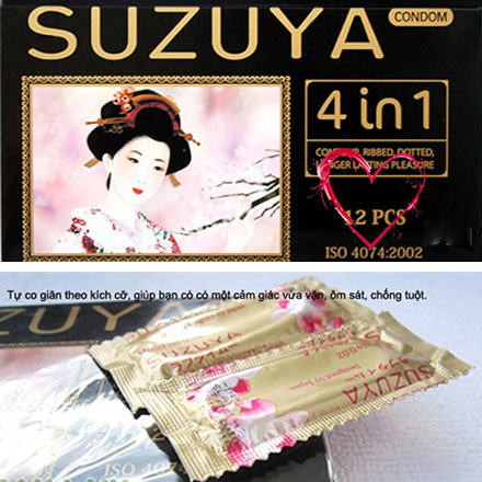 Phân phối 3 Bao cao su Suzuya 4 in 1